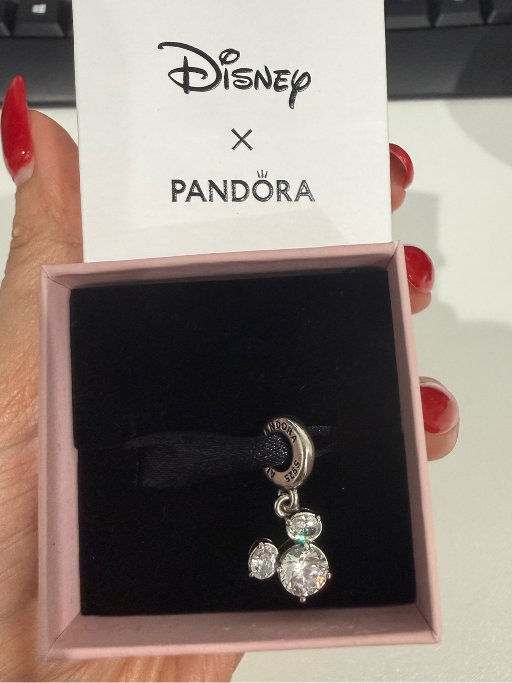 Disney x PANDORA Silver Mickey Dangle Charm - Authentic